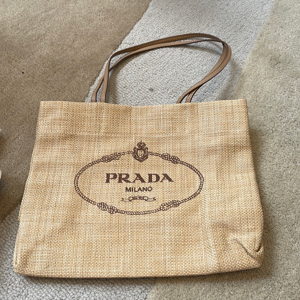 Prada raffia tote